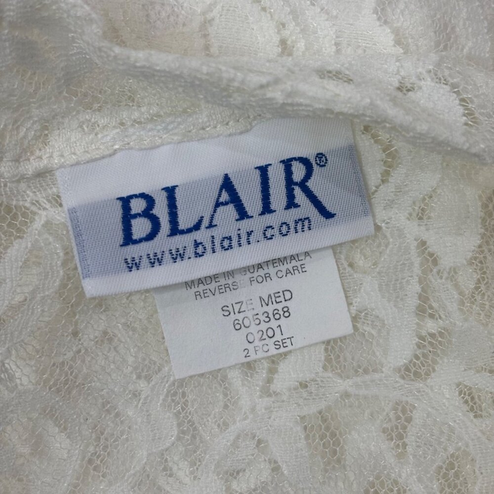 Blair Lace Blouse Womens Medium Sheer Cream Long Sleeve Button Down Shirt - Picture 9 of 10